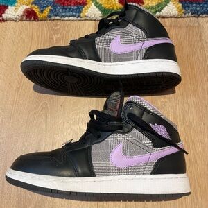 Youth Jordan 1s Plaid with Purple